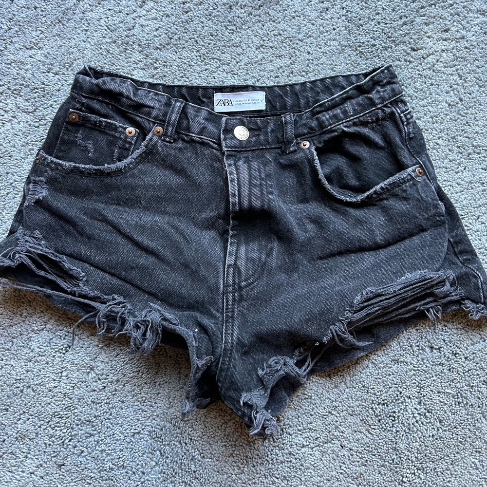 zara denim shorts